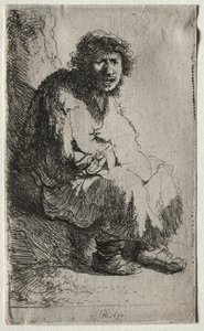 銀行に座っている物乞い 作： Rembrandt van Rijn