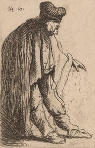 左手を伸ばした物乞い、1631年。 作： Rembrandt van Rijn
