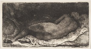 横になっている黒人のアフリカの女の子 作： Rembrandt van Rijn