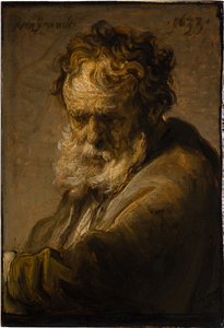 ひげを生やした老人のバスト、1633年。 作： Rembrandt van Rijn