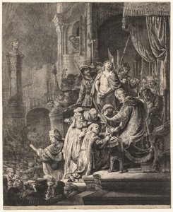 ピラトの前のキリスト：大皿 作： Rembrandt van Rijn