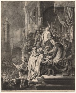 ピラトの前のキリスト：大きなプレート、1636年。 作： Rembrandt van Rijn