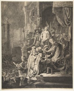 ピラトの前のキリスト：大きなプレート、1636年。 作： Rembrandt van Rijn