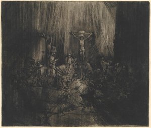 二人の盗賊の間に磔にされたキリスト（三つの十字架） 作： Rembrandt van Rijn