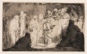 医者と論争するキリスト: スケッチ 作： Rembrandt van Rijn