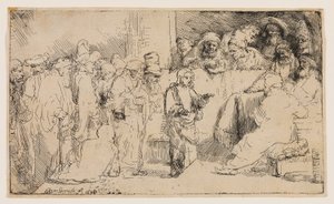 医者と論争するキリスト: スケッチ 作： Rembrandt van Rijn
