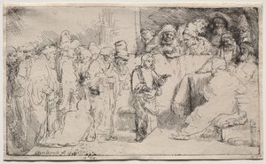 医者と論争するキリスト: スケッチ 作： Rembrandt van Rijn