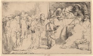 医者と論争するキリスト: スケッチ 作： Rembrandt van Rijn