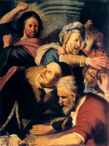 キリストは両替商を神殿から追い出す、1626 作： Rembrandt van Rijn