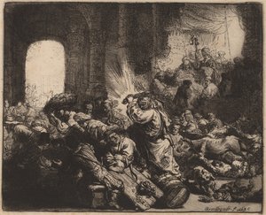 寺院から両替商を追い払うキリスト 作： Rembrandt van Rijn