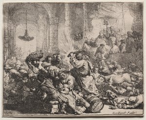 寺院から両替商を追い払うキリスト 作： Rembrandt van Rijn