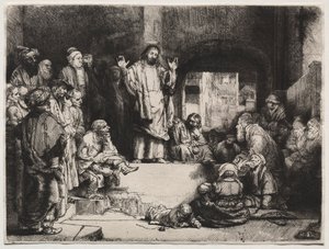 キリストは小さな墓を説教、c。 1657 作： Rembrandt van Rijn