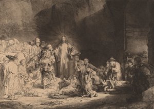 100ギルダープリントを説くキリスト、c。 1649年。