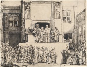 人々に差し出されたキリスト：長方形のプレート 作： Rembrandt van Rijn
