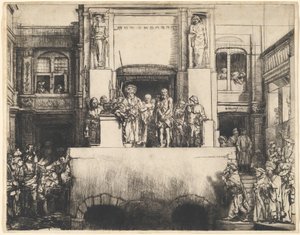 人々に差し出されたキリスト：長方形のプレート 作： Rembrandt van Rijn