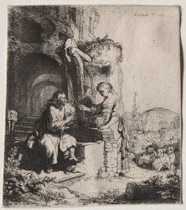 廃墟の中でキリストとサマリアの女 作： Rembrandt van Rijn