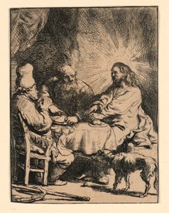 エマオのキリスト：小さな皿 作： Rembrandt van Rijn