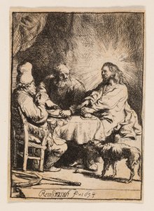 エマオのキリスト：小さな皿 作： Rembrandt van Rijn