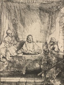 エマオのキリスト：大皿、1654年。 作： Rembrandt van Rijn
