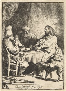 エマオのキリスト：小さな皿 作： Rembrandt van Rijn