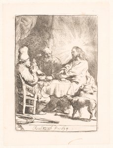 エマオのキリスト：小さい皿 作： Rembrandt van Rijn
