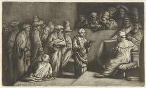 医者と論争するキリスト：スケッチ 作： Rembrandt van Rijn