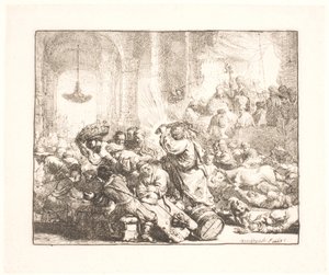 神殿から両替商を追い払うキリスト 作： Rembrandt van Rijn