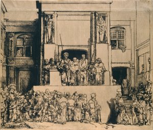 人々に贈られたキリスト：長方形のプレート、1655年 作： Rembrandt van Rijn