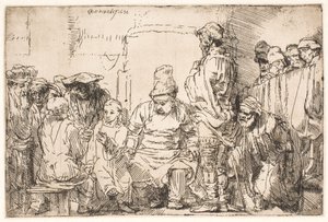 座して律法学者たちと論じ合うキリスト 作： Rembrandt van Rijn