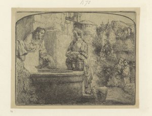 キリストとサマリヤの女 Requeil de quatre-vingt-cinq estampes originales (シリーズタイトル) 作： Rembrandt van Rijn