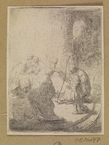 子供の頃のキリストと律法学者。 小皿 作： Rembrandt van Rijn