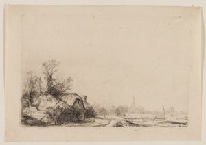 Ouderkerk を望む運河沿いのコテージ 作： Rembrandt van Rijn