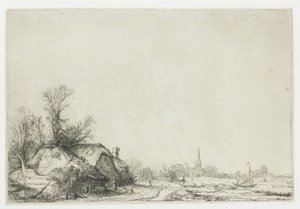 Ouderkerk を望む運河沿いのコテージ 作： Rembrandt van Rijn