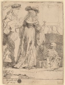 開いた墓から夫婦に現れる死 作： Rembrandt van Rijn