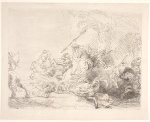 大ライオン狩り 作： Rembrandt van Rijn
