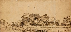 道路脇の農家、17世紀半ば、 作： Rembrandt van Rijn