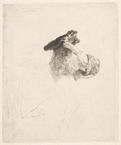 手で目を覆う老人 作： Rembrandt van Rijn