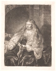 肩に髪を垂らした少女（「偉大なユダヤ人の花嫁」） 作： Rembrandt van Rijn