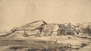 農場の建物のグループ、カリフォルニア州。 1648-52。 作： Rembrandt van Rijn