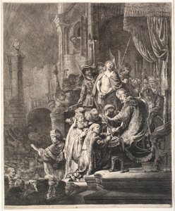 ピラトの前のイエス: 大皿 作： Rembrandt van Rijn