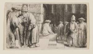 シナゴーグにいるユダヤ人たち 作： Rembrandt van Rijn