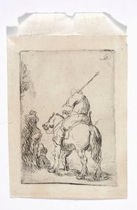 ターバンを巻いた騎手が馬に乗っている 作： Rembrandt van Rijn