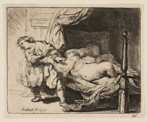 ヨセフとポティファルの妻 作： Rembrandt van Rijn