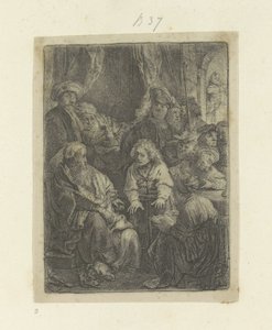 ヨセフは自分の夢を語る Requeil de quatre-vingt-cinq estampes originales (シリーズタイトル) 作： Rembrandt van Rijn