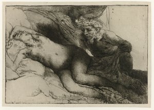 木星とアンティオペ 木星とアンティオペ：より大きなプレート 作： Rembrandt van Rijn