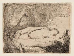 木星とアンティオペ: 小さい方のプレート 作： Rembrandt van Rijn