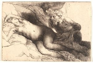 木星とアンティオペ：より大きなプレート 作： Rembrandt van Rijn