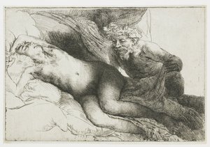 木星とアンティオペ：より大きなプレート 作： Rembrandt van Rijn
