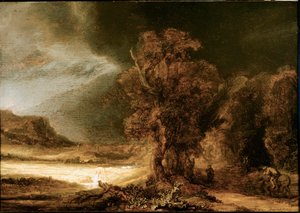 善きサマリア人のいる風景 ハルメンスゾーン・ファン・レインの絵 このレンブラント（1606-1669） 1638年 日46,5x66 cm Czartoryski Museum, Krakow, Poland 作： Rembrandt van Rijn