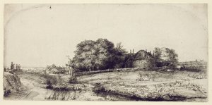 ヘイバーンと羊の群れのいる風景、1652年頃（紙にドライポイントとドライポイントをエッチング）